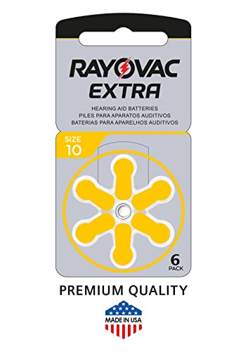 Rayovac Extra Advanced - Pilas de audífono Zinc Aire A10/PR70, pack 10 (60 unidades), color amarillo