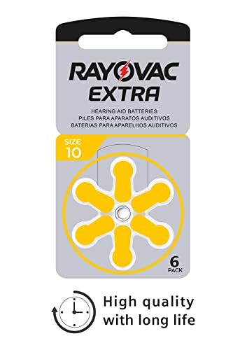 Rayovac Extra Advanced - Pilas de audífono Zinc Aire A10/PR70, pack 10 (60 unidades), color amarillo