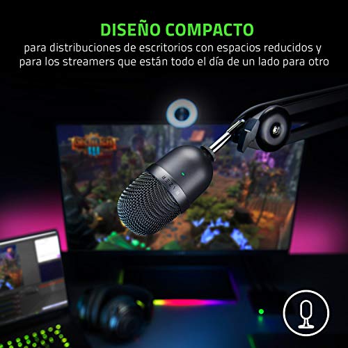 Razer Seiren Mini - Micrófono compacto para USB para streaming, (compacto con patrón polar supercardioide, soporte inclinable, amortiguador integrado) Mercury