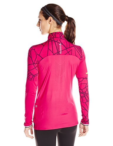 Reebok One Series Running – Camiseta Manga Larga 1/4 Cremallera Jersey, Mujer, Color Magenta Pop, tamaño Large