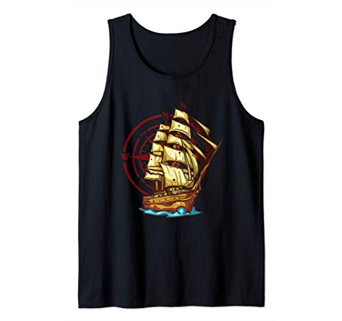 Regalo Vintage Barco Náutico Pirata Barco Capitán Camiseta sin Mangas