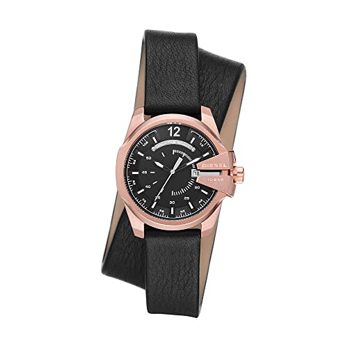 Reloj Diesel Baby Chief Date con tres manecillas para mujer, caja de 32 mm, reloj de acero inoxidable en tono dorado rosa