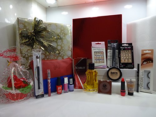 Rimmel London Beauty Blockbuster - Set de regalo para maquillaje y perfume, incluye cesta de flores con base Astor, 15 piezas