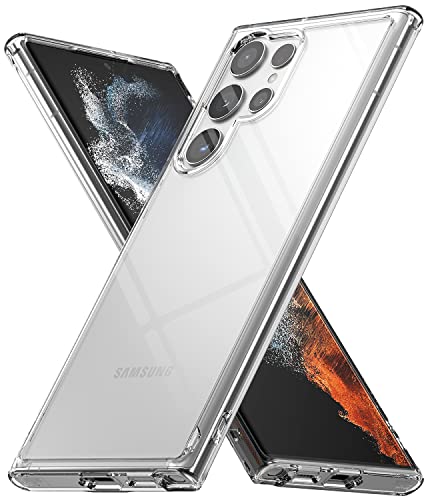 Ringke Fusion Compatible con Funda Samsung Galaxy S22 Ultra 5G (2022), Carcasa Queda como un Guante, Case Transparente con Agujeros para Cuerda - Clear