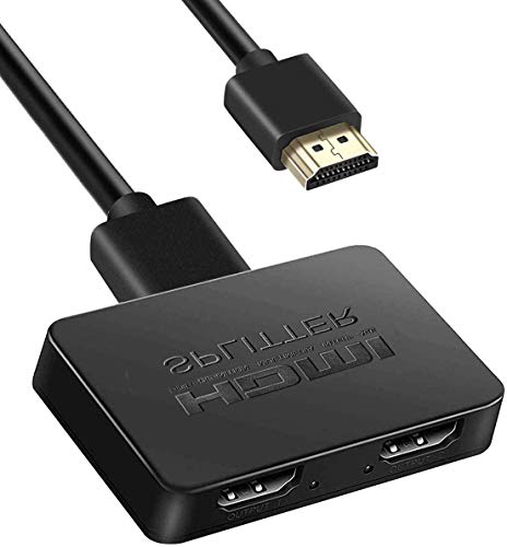 RMFC HDMI Splitter 1 Entrada y 2 Salidas, Divisor HDMI 4K para Monitores Duales, Duplicador HDMI 1 in 2 out Amplificador Full HD 1080P 3D para HDTV PS3 PS4 TV BLU-Ray DVD-Player