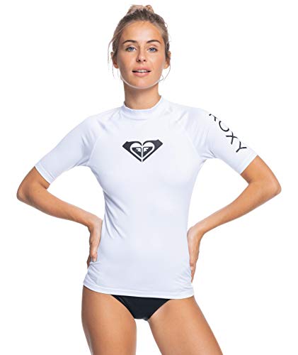 Roxy Whole Hearted - Licra De Manga Corta con Protección Solar Upf 50 Para Mujer, S, Blanco (White Wbb1) (ERJWR03409)