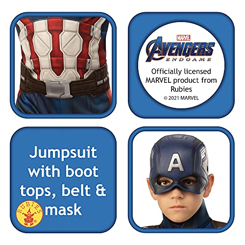 Rubie's - Disfraz oficial de los Vengadores del Capitán América para niños, edad 5-7, altura 132 cm, tamaño mediano