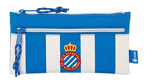 Safta Estuche Doble Cremallera R.C.D. Espanyol Oficial Escolar 230x110mm