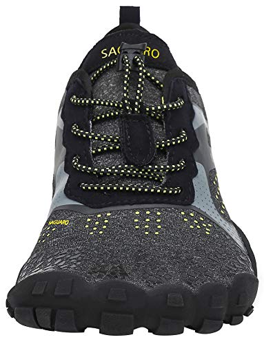 SAGUARO Hombre Mujer Barefoot Zapatillas de Trail Running Minimalistas Zapatillas de Deporte Fitness Gimnasio Caminar Zapatos Descalzos para Correr en Montaña Asfalto Escarpines de Agua, Negro, 42 EU