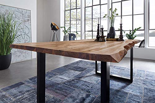 SAM Möbel Outlet Mesa de Comedor Noah Hierro, Madera de Acacia Negra, 180 x 90 cm