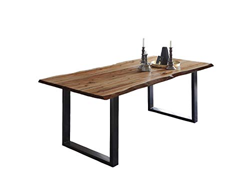 SAM Möbel Outlet Mesa de Comedor Noah Hierro, Madera de Acacia Negra, 180 x 90 cm