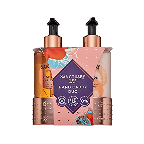 Sanctuary Spa Set de regalo de loción y lavado a mano para mujer con carrito reutilizable, para cumpleaños, Navidad, vegano y libre de crueldad