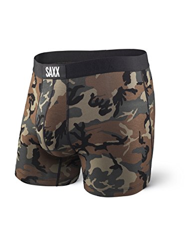 Saxx Men's Underwear Ropa Interior para Hombre – Calzoncillos Bóxer Vibe con Soporte Interno Ballpark Pouch TM Integrado – Ropa Interior Masculina , Woodland Camo, L