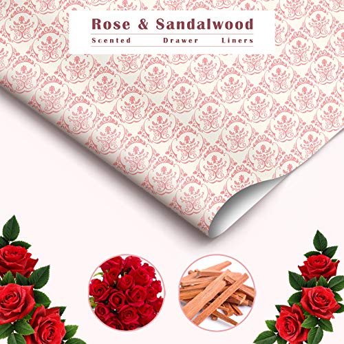 SCENTORINI Papel de Cajones de Fragancia de Rosa, Perfumada para Armario Gabinete, 42 cm x 58 cm, 6 Hojas Rosa - Rosa 6 Piezas