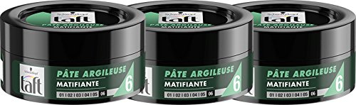 Schwarzkopf Taft - Pasta arcilosa para cabello matificante, 75 ml, 3 unidades