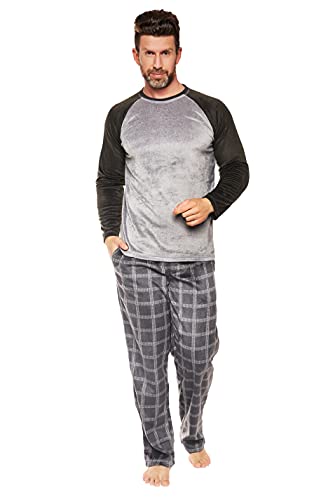 Selente Pijama Franela para Hombres, Franela_Gris-a Cuadros, Talla L