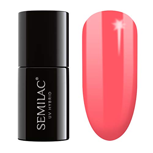 Semilac - Esmalte de uñas de gel de larga duración y fácil de aplicar, perfecto para usar en casa y para manicura y pedicura profesional, esmalte de uñas de gel, 7 ml, color coral clásico (006)