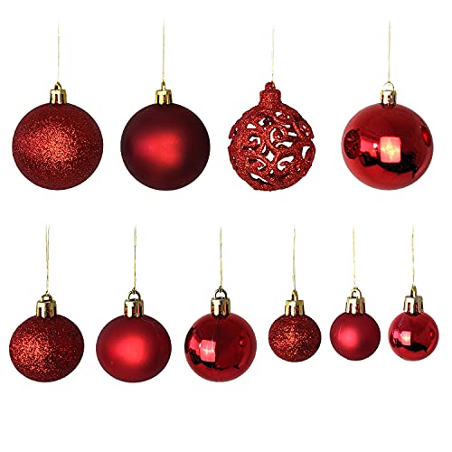 Set de 50 Bolas de Navidad Ø3/4/6cm plástico Rojo Adornos del árbol de Navidad decoración navideña decoración para el Abeto