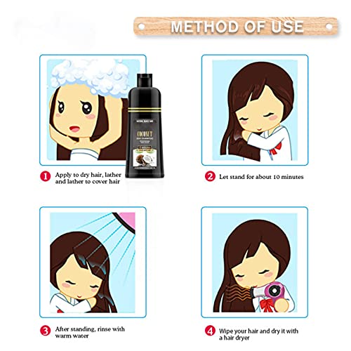 Shampoo per capelli neri, 500ml Shampoo allo zenzero al cocco Shampoo nutriente colorante per capelli neri veloci