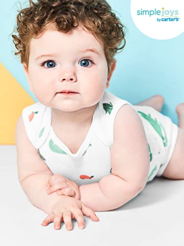 Simple Joys by Carter's 6-Pack Sleeveless Bodysuits Camisa, Camiones/Dinosaurio/Caimán, 3-6 Meses, Pack de 6