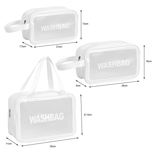 skrskr Bolsas de cosméticos Transparentes Bolsa de Maquillaje Impermeable de PVC Bolsa de Almacenamiento portátil de Viaje de Gran Capacidad Bolsa de Aseo Organizadores con asa