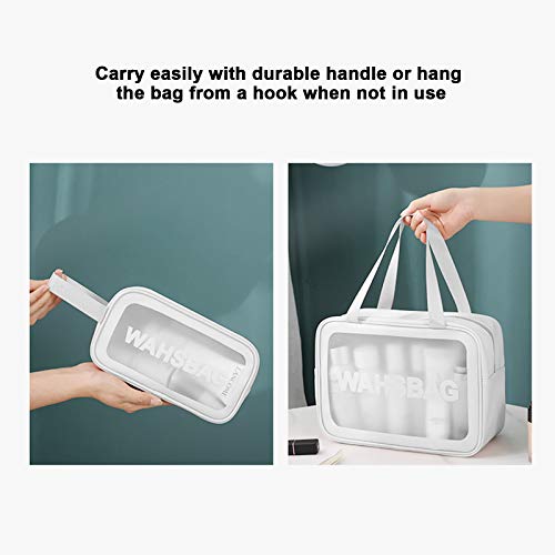 skrskr Bolsas de cosméticos Transparentes Bolsa de Maquillaje Impermeable de PVC Bolsa de Almacenamiento portátil de Viaje de Gran Capacidad Bolsa de Aseo Organizadores con asa