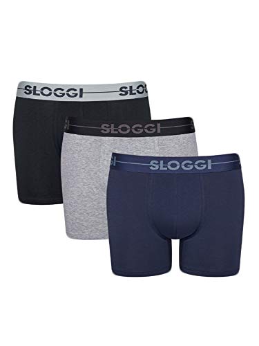 Sloggi Men Go Short C3p Braguita , Multicolor (Blue Dark Combination M008) , Large (Talla del fabricante: 6) (Pack de 3) para Hombre