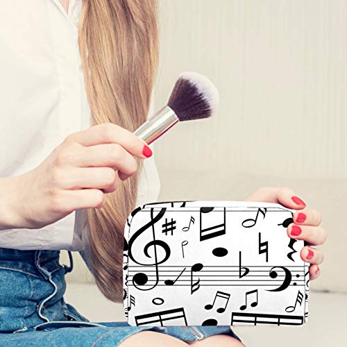 Small Makeup Bag for Purse Travel Makeup Pouch Mini Cosmetic Bag for Women Girls Music Notes On Line Scales