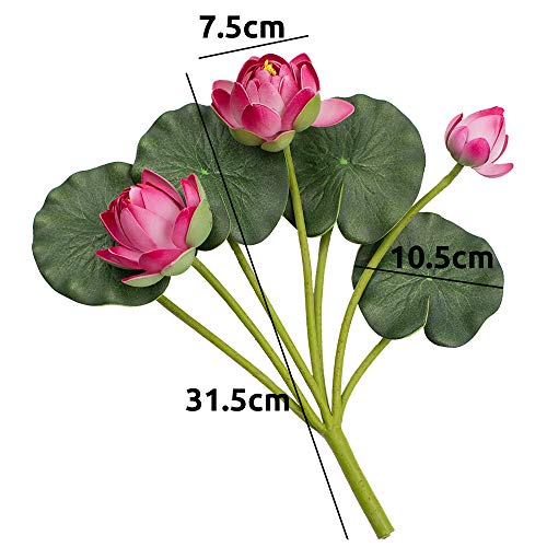 SNAILGARDEN Flor de Loto Artificial, 2 Manojos de Espuma Acuática Lirio de Agua,Realista Flotante Planta de Agua Viva para Jarrón Interior Estanque Acuario Decoración Piscina al Aire Libre