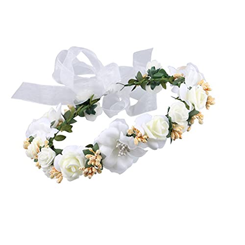 Snowtain Corona de flores,Vendas de la corona de la flor,Flores Corona Flores Diadema,Novia Dama Flor Diadema,Ajustable de Floral Hairband, para mujeres y niñas para la fiesta del festival Boda