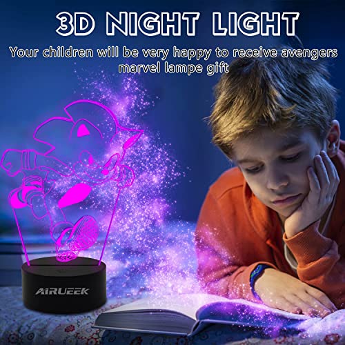 Sonic Juguete Lampara 3d Luz Nocturna Infantil-16 Variaciones De Color/1 Mando A Distancia/1 Base Negra/-DecoracióN Del Hogar Regalos De Creativo Anime Sonic Figura Lamp Para Niños Hombre