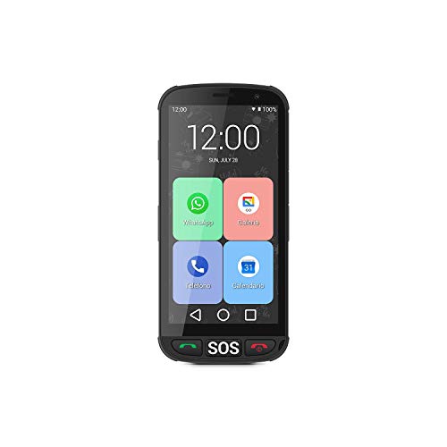 SPC Apolo - Smartphone para Personas Mayores con Whatsapp, botón SOS, Botones físicos para Colgar y descolgar, Base de Carga, Iconos XXL, Pantalla de 5”, 16GB de Memoria Ampliable, Android 10 - Negro