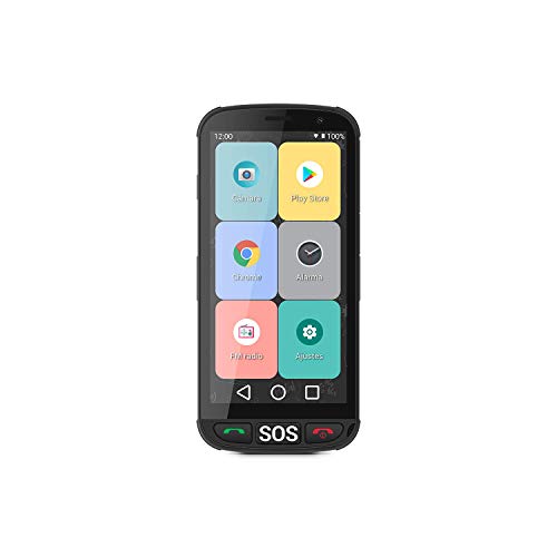 SPC Apolo - Smartphone para Personas Mayores con Whatsapp, botón SOS, Botones físicos para Colgar y descolgar, Base de Carga, Iconos XXL, Pantalla de 5”, 16GB de Memoria Ampliable, Android 10 - Negro