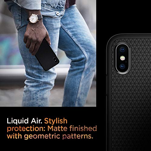 Spigen Funda Liquid Air Compatible con iPhone XS y Compatible con iPhone X - Negro