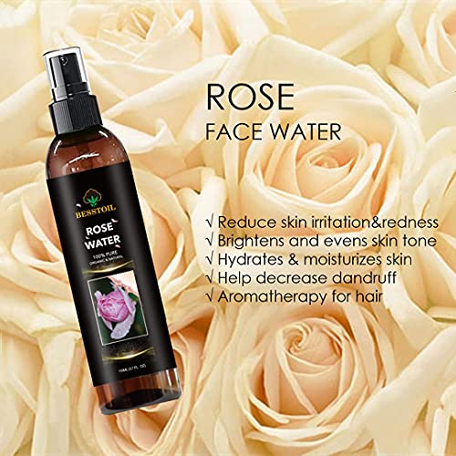 Spray de agua de rosas búlgaras - Puro y orgánico - Lo mejor para tónico facial, piel, cabello, cuidado del cuerpo, spray de viaje - Pulverizador de niebla fina - 110 ml