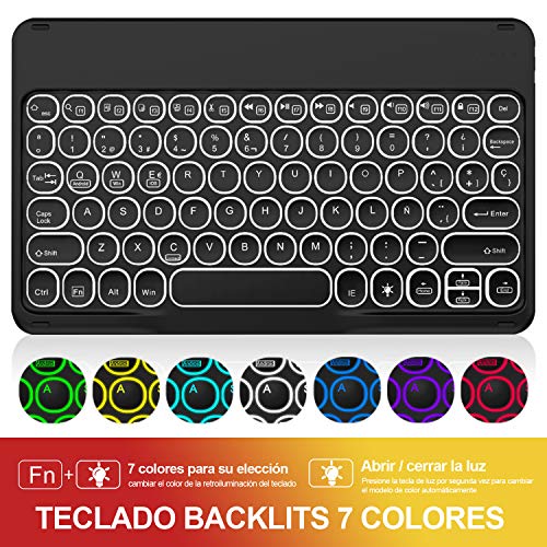 Sross-TEC Funda con Teclado para Samsung Galaxy Tab S6 Lite,Español Ñ Samsung Galaxy Tab S6 Lite 10.4 Pulgada 2020 SM-P610/P615 Teclado con Protector de Pantalla, Negro