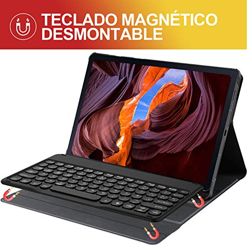 Sross-TEC Funda con Teclado para Samsung Galaxy Tab S6 Lite,Español Ñ Samsung Galaxy Tab S6 Lite 10.4 Pulgada 2020 SM-P610/P615 Teclado con Protector de Pantalla, Negro