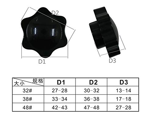 SSB-JIAJUPJ, 10 unids M5 32# Ciruelo Apriete a Mano Tuercas Mango Horno Hilo Star Mecánico Negro Pulgar Tuerca Tuerca Pomo de sujeción (Color : Black, Size : M5 32 Type 1)