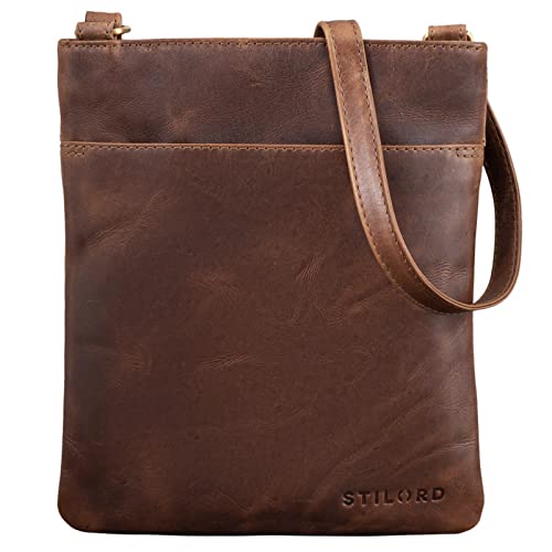 STILORD 'Alicia' Bolsos de Cuero para Mujer Pequeño Bolso Bandolera o de Hombro para Salir Fiesta Diario Viaje Estilo Vintage de Piel Auténtica, Color:Mocca - marrón Oscuro