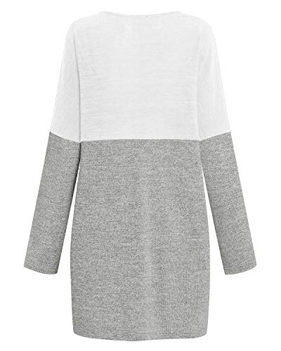 Style Dome Jersey Mujer de Punto Cuello en V Manga Larga Largos Casual Tallas Grandes Suéter para Mujer Sudadera Vestidos Invierno C-Verde 21700 XL