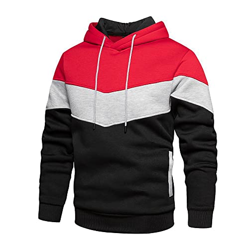 Sudadera Hombre Moderno Urbana Tendencia Moda Color Juego con Bolsillos Hombre Suéter Capucha Otoño Invierno Más Terciopelo Collar Pie Chaqueta Casual Sport Hombre Manga Larga