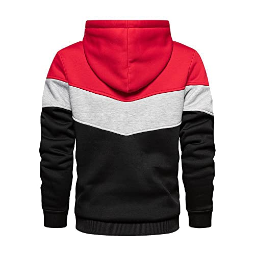 Sudadera Hombre Moderno Urbana Tendencia Moda Color Juego con Bolsillos Hombre Suéter Capucha Otoño Invierno Más Terciopelo Collar Pie Chaqueta Casual Sport Hombre Manga Larga