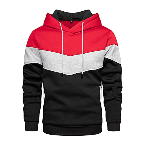 Sudadera Hombre Moderno Urbana Tendencia Moda Color Juego con Bolsillos Hombre Suéter Capucha Otoño Invierno Más Terciopelo Collar Pie Chaqueta Casual Sport Hombre Manga Larga