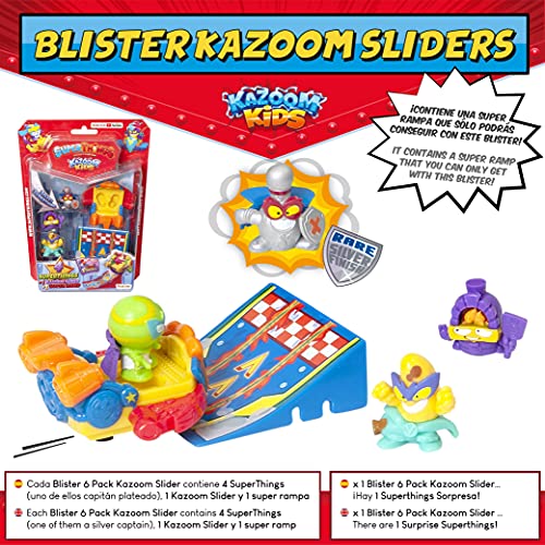 SuperThings Kazoom Kids - Blíster 10 Pack y Pack Sorpresa 20 Sets | Contiene Blister 10 Pack, Blister 6 Kazoom Slider, 15 Sobres One Pack, 3 Kazoom Kids y Lata Team Terrible| Juguetes para Niños