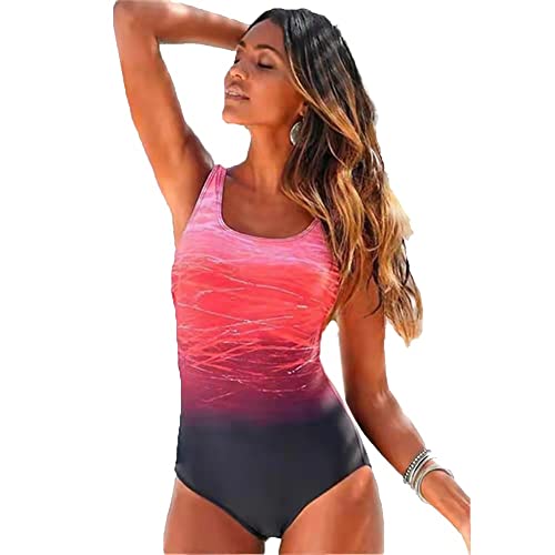 Sweetneed chida yi Bañadores de Mujer Traje de una Pieza con Relleno Bañador Push up Ropa de Baño Cintura Alta Size Gradiente de Color Cruz Atrás Slim Fit Cuerpo Atractivo Bañera Bikini…