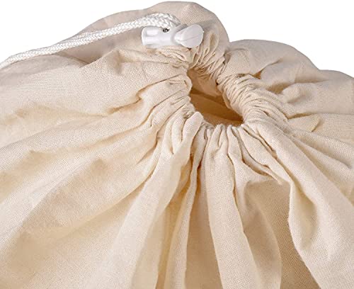 SweetNeedle - Pack de 4 - 100% algodón Bolsas de lavandería extra grandes y deber pesadas en color natural - 71 x 91 CM (28 IN x 36 IN) - Muy duraderas, con cordón, lavables a máquina y reutilizables