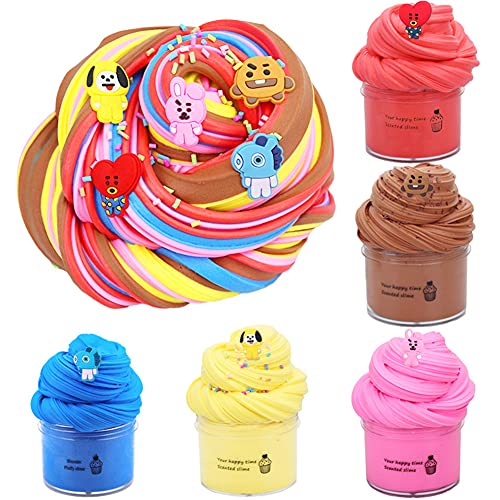 SWZY Slime Kit,Slime Fluffy,Slime Azul,Slime Amarillo Crema,Slime Rojo,Slime café,Slime Rosa,Putty Stress Relief Toy 5 Colores (Nuevo)