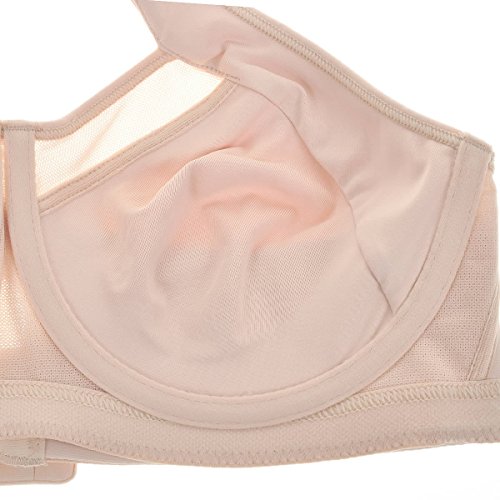 SYROKAN - Sujetador Deportivo con Aros Espalda Deportiva Sin Relleno para Mujer Beige 90E