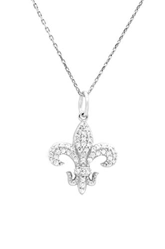 TALISMAN JEWELLERY Colgante Flor de Lys Plata de Ley con circonitas blancas (15 mm)