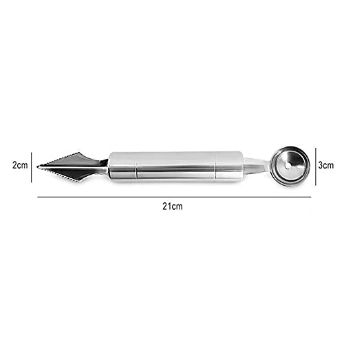 Tallado De Fruta Cuchara,2pienzas Cuchara para Cavar de Frutas,Sacabolas helado,304 Herramienta de Cocina Multifunción de Acero Inoxidable,nsalada de Frutas Tallado en Bricolaje.